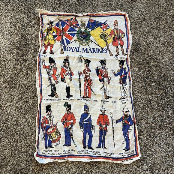 FRANK WILSON x FRAGONARD Royal Marines Made in Ireland Linen Tea Towel 28inx18in - Picture 1 of 8